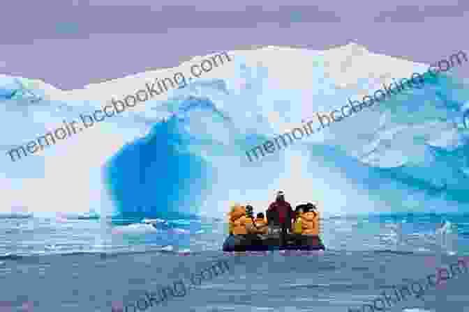 A Group Of Explorers Marveling At A Stunning Ice Formation In Antarctica Antartica And Back In Sixty Days