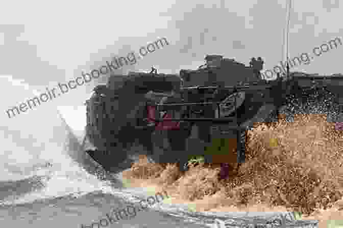 A Military Amphibious Vehicle Splashes Into The Water, Showcasing Its Versatility. Military Amphibious Vehicles (Military Machines)