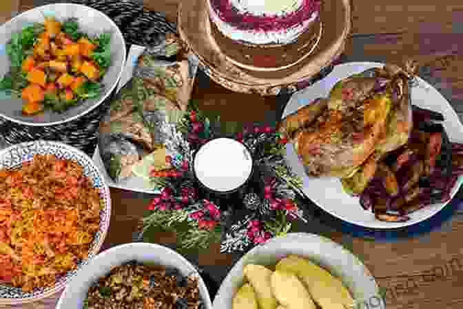 A Tantalizing Image Of The Okafors' Christmas Feast, Featuring Traditional African Dishes, Vibrant Colors, And Festive Decorations. Christmas With The Okafors: An Ethic Holiday Edition