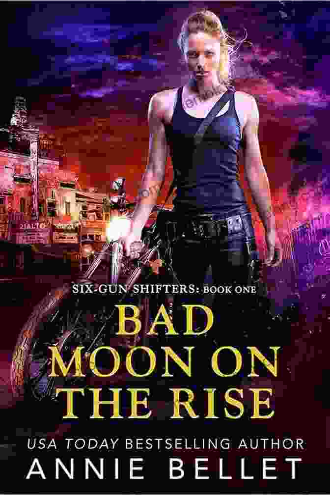 Bad Moon On The Rise Six Gun Shifters Book Cover Featuring A Cowboy On Horseback, Gun Drawn, Against A Dramatic Sunset Backdrop Bad Moon On The Rise (Six Gun Shifters 1)